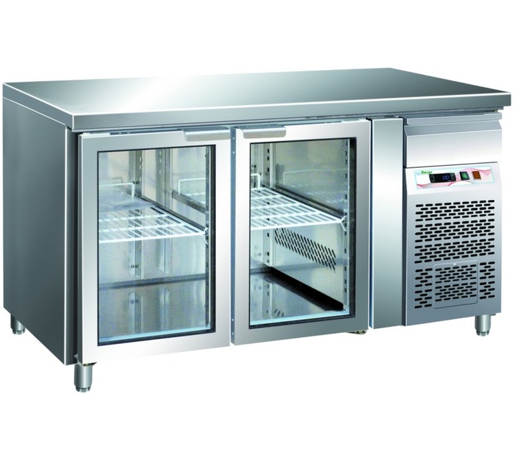 GN2100TNG Counter Chiller - 2 Glass Doors GN1/1 - Integral Condsenser