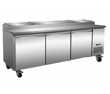 TPP3 Pizza Prep Chiller - 3 Doors - Stainless Steel - Integral Condenser